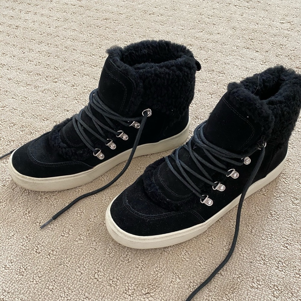 Black Marc Fisher Sana Shearling Boot - 9.5